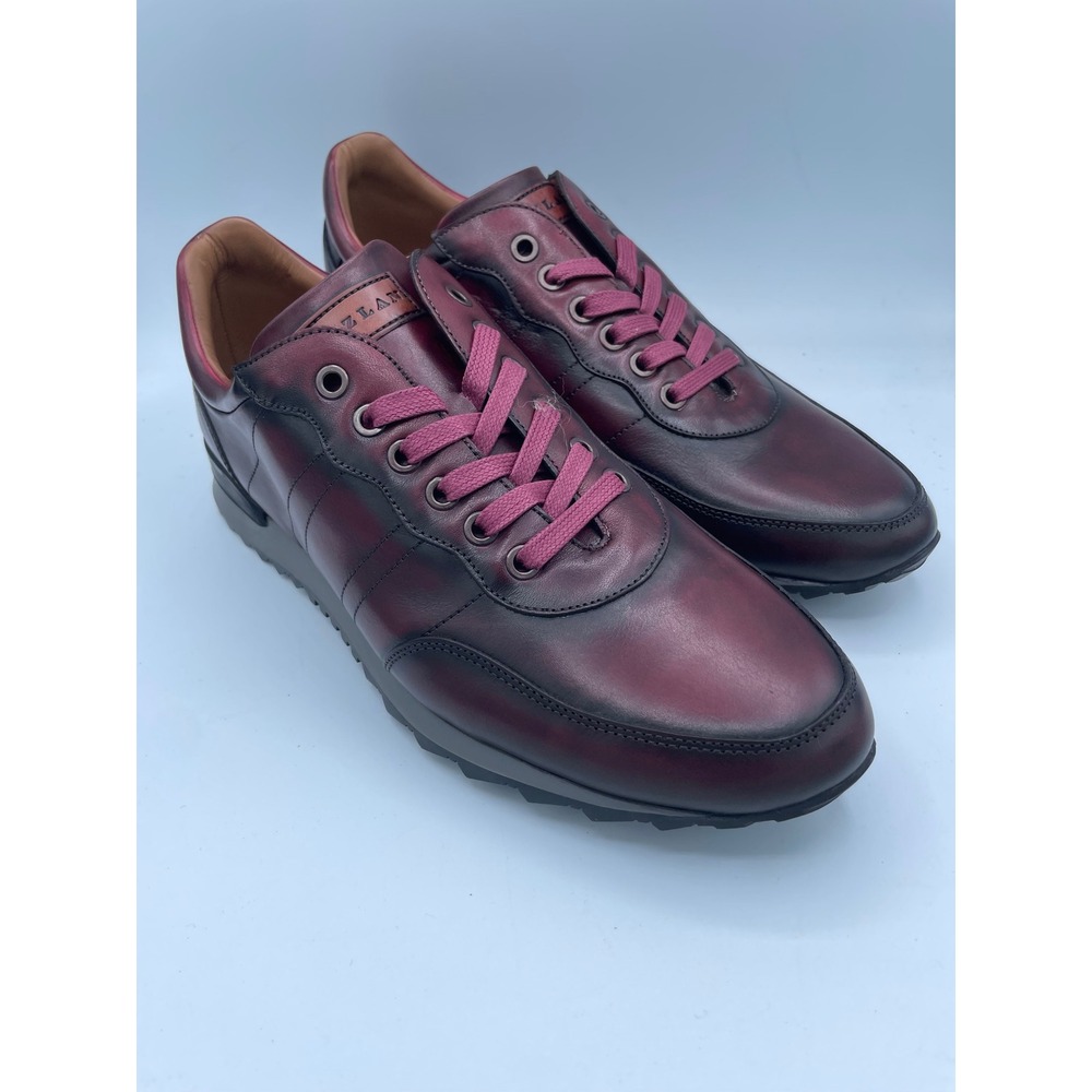 Mezlan Durban Burgundy Burnished Leather Sneakers Mens 9 M Spain 20397 Low Top